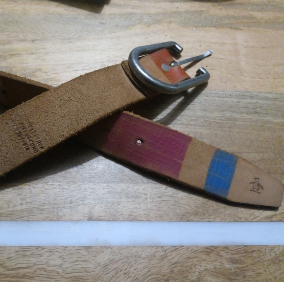 Original Penguin Striped Leather Belt NWOT - Picture 8 of 10